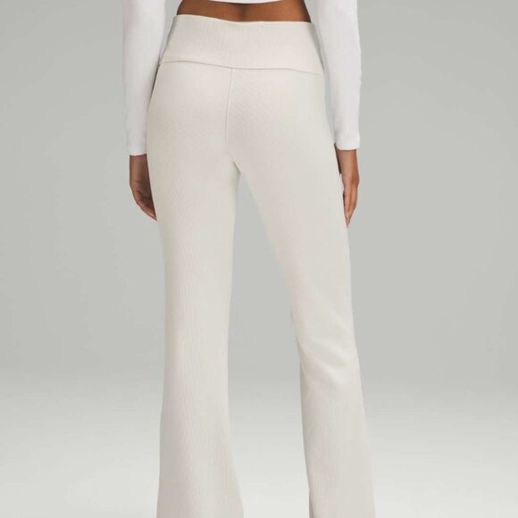 Lululemon Softstreme Ribbed Zip Flared Full Length Pant - Bone - Picture 2 of 5